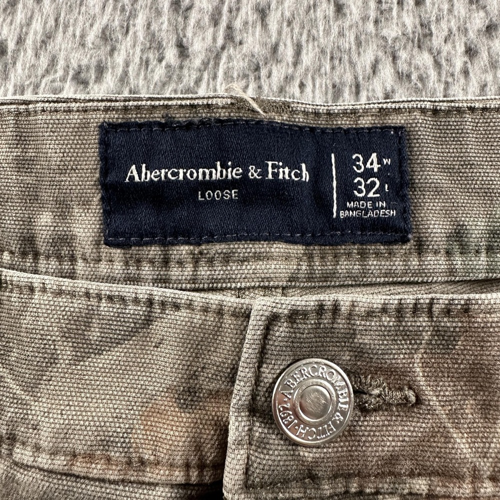 Abercrombie & Fitch Cargo Pants Mens 34(33 Fits)x32 Green Camo Loose Workwear - Picture 4 of 13